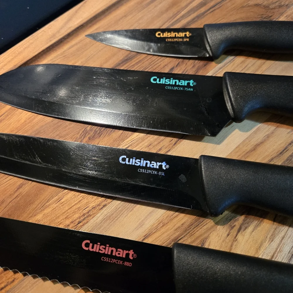 Cuisinart C55-7PCE Ceramic Coated Cutlery Set Color End Caps Kitchen Knives 6 PC